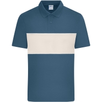 Polo colour-block UNISEX - Dusty blue/sandstone