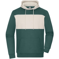 Sweat-Hoody colour-block UNISEX - Smoky green/sandstone