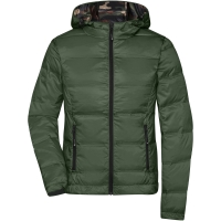 Ladies' Hooded Down Jacket - Olive/camouflage