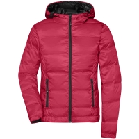 Ladies' Hooded Down Jacket - Red/black