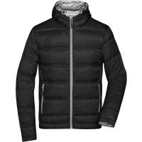 Men's Hooded Down Jacket - Black/silver