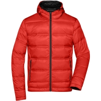 Men's Hooded Down Jacket - Flame/black