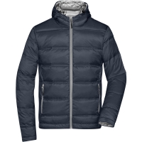 Men's Hooded Down Jacket - Navy/silver