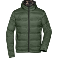 Men's Hooded Down Jacket - Olive/camouflage