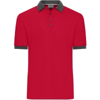 Men's Polo - Red/anthracite melange