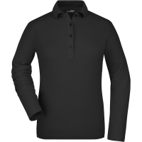 Ladies' Elastic Polo Long-Sleeved - Black