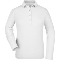 Ladies' Elastic Polo Long-Sleeved - White