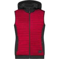 Ladies' Padded Hybrid Vest - Red melange/black