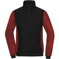 Ladies' Padded Hybrid Jacket - Black/red melange