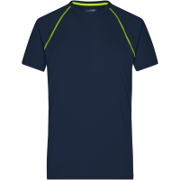 Men's Sports T-Shirt - Navy/bright yellow