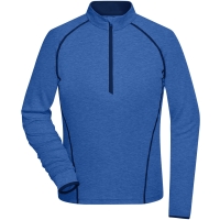 Ladies' Sports Shirt Longsleeve - Blue melange/navy