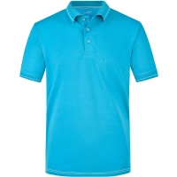 Men's Elastic Polo - Aqua/white