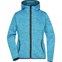 Ladies' Knitted Fleece Hoody - Blue melange/black