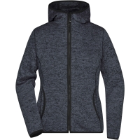 Ladies' Knitted Fleece Hoody - Dark melange/black