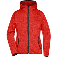 Ladies' Knitted Fleece Hoody - Red melange/black