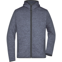 Men's Knitted Fleece Hoody - Denim melange/black