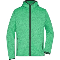 Men's Knitted Fleece Hoody - Green melange/black