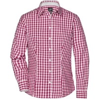 Ladies' Checked Blouse - Bordeaux/white