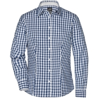 Ladies' Checked Blouse - Navy/white