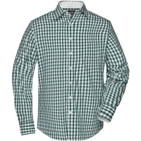 Men's Checked Shirt - Forest green/white