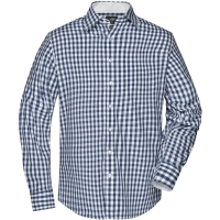 Men's Checked Shirt - Navy/white