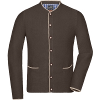 Men's Traditional Knitted Jacket - Brown melange/beige/royal