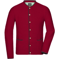 Men's Traditional Knitted Jacket - Red/anthracite melange/green