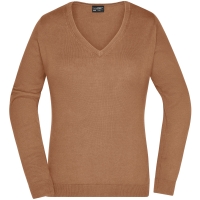 Ladies' V-Neck Pullover - Camel