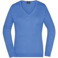 Ladies' V-Neck Pullover - Glacier blue