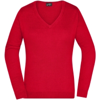 Ladies' V-Neck Pullover - Red