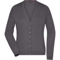 Ladies' V-Neck Cardigan - Anthracite melange