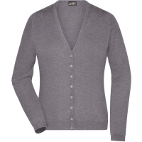 Ladies' V-Neck Cardigan - Grey heather