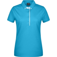 Ladies' Polo Single Stripe - Turquoise/white