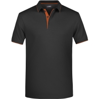 Men's Polo Stripe - Black/orange