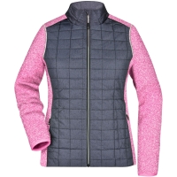 Ladies' Knitted Hybrid Jacket - Pink melange/anthracite melange