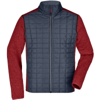 Men's Knitted Hybrid Jacket - Red melange/anthracite melange