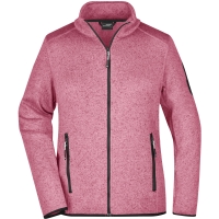 Ladies' Knitted Fleece Jacket - Pink melange/off white