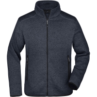 Men's Knitted Fleece Jacket - Dark grey melange/silver