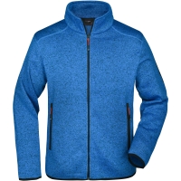 Men's Knitted Fleece Jacket - Royal melange/red