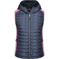 Ladies' Knitted Hybrid Vest - Pink melange/anthracite melange