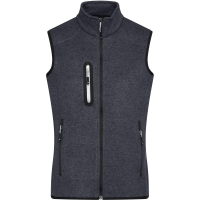 Ladies' Knitted Fleece Vest - Dark grey melange/silver