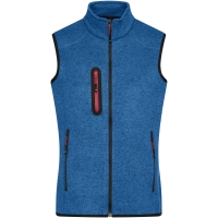 Men's Knitted Fleece Vest - Royal melange/red