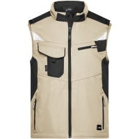 Workwear Softshell Vest - STRONG - - Stone/black