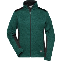 Ladies' Knitted Workwear Fleece Jacket - STRONG - - Dark green melange/black