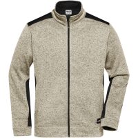 Men's Knitted Workwear Fleece Jacket - STRONG - - Stone melange/black