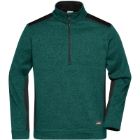 Men's Knitted Workwear Fleece Half-Zip - STRONG - - Dark green melange/black