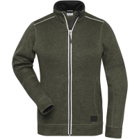 Ladies' Knitted Workwear Fleece Jacket - SOLID - - Olive melange/black