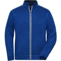 Men's Knitted Workwear Fleece Jacket - SOLID - - Dark royal melange/navy