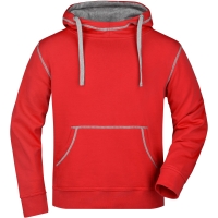 Men's Lifestyle Hoody - Red/grey heather