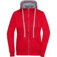 Ladies' Lifestyle Zip-Hoody - Red/grey heather